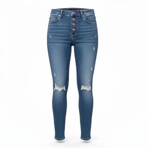 GAP Mid-Rise Ripped Skinny Jeans - Blue